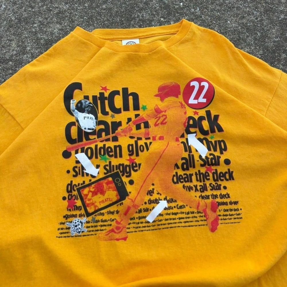 Vintage Y2K Delta Pro Weight Pittsburgh Pirates McCutchen MLB Tee Yellow XL g3b